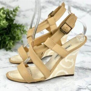 Manolo Blahnik Swirl Pattern Wedge Heel Sandal